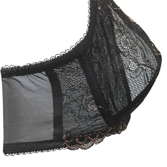 Gossard Superboost Lace No Padded Plunge Bra Black Ivory Lace Size 32C - Picture 10 of 11